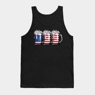 Beer American Flag T-Shirt 4th of July Men Women Merica USA Tank Top